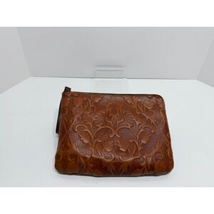 PATRICIA NASH Tooled Italian Leather Wristlet Make-up Bag Cassini Florence